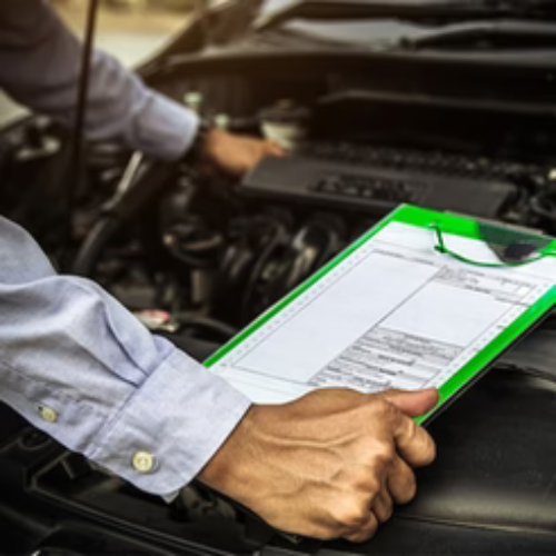 Repair order folder clipboard – open view showing internal document pocket